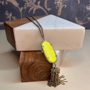 Rare Neon Yellow Kendra Scott Rayne Tassel Pendant Necklace Lot A60